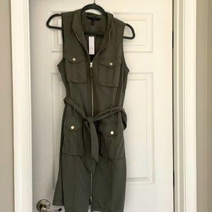 NWT WHBM Army Green Utility Shirt Dress